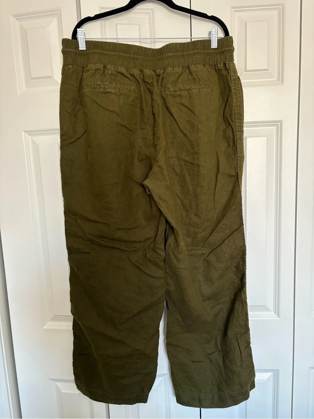 Quince 100% European Linen Wide Leg Pants in Bayberry Olive - Size XL